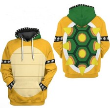 Bowser Cosplay Costume Hoodie Sz. Large Adult 3D Printed Sweatshirt Parties-New