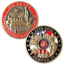 U.S. Marine Corps 250th Anniversary Challenge Coin With Box