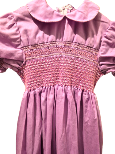 Niñas Talla 4 Hecho a Mano Calzoncillo Púrpura Pradera Manga Abullonada Corbata Casa Núcleo Fotografía