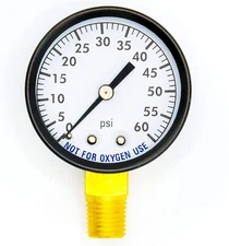 Super Pro 80960BU Pool Spa Filter Water Pressure Gauge, 0-60 PSI, Bottom Mount,