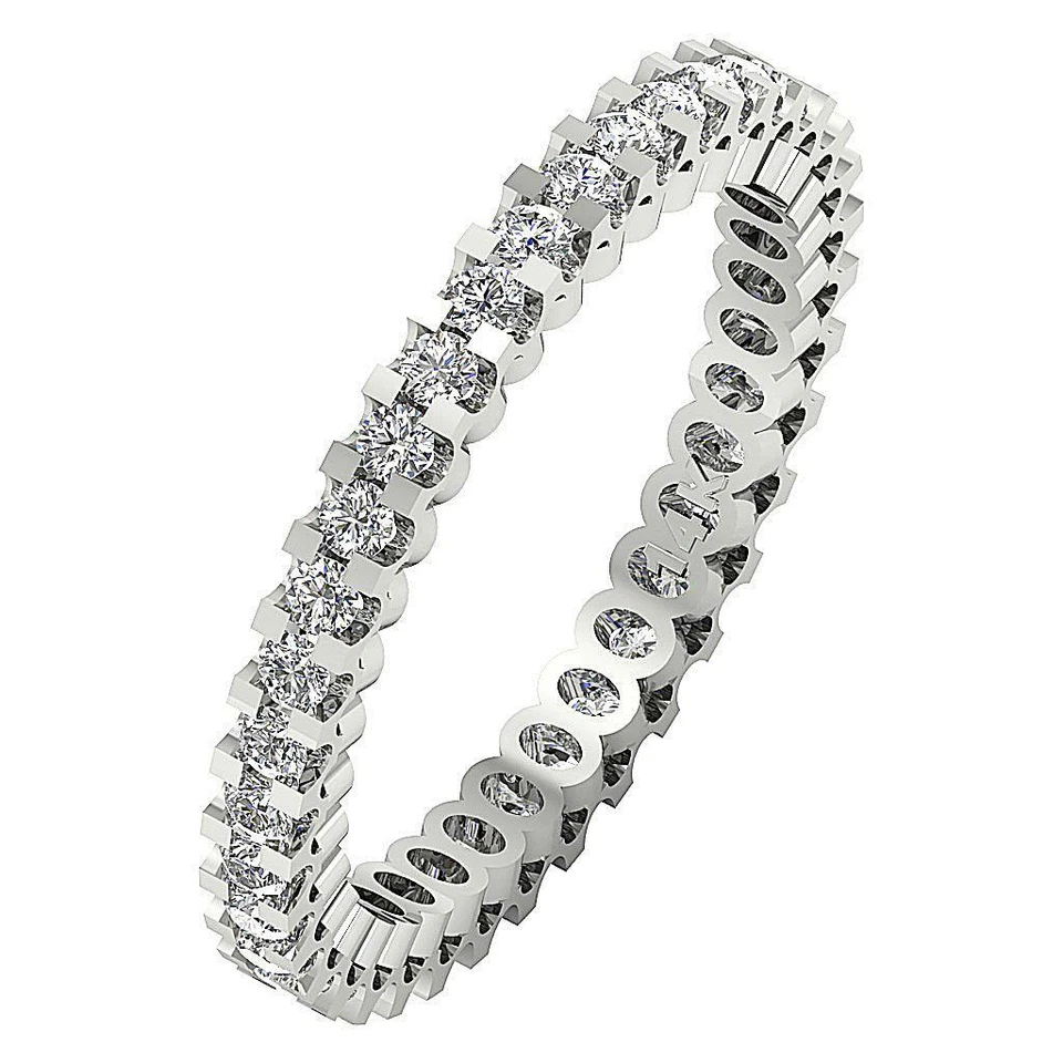 I1 G Stackable Eternity Anniversary Ring 0.95 Ct Natural Diamond 14K White Gold - Image 3 of 4