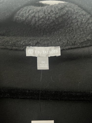 Talbots Jacket Women’s Sz 1X Cozy Sherpa Full Zip Colorblock Black White NEW - Picture 2 of 9