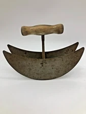 Vintage Wooden Handled Double Bladed Food Chopper 5.5" x 7" Kitchen Cutter