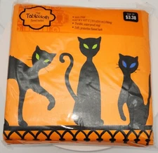Halloween Cats Vinyl Oblong Vinyl Tablecloth Flannel Back 60”x102” NEW SEALED