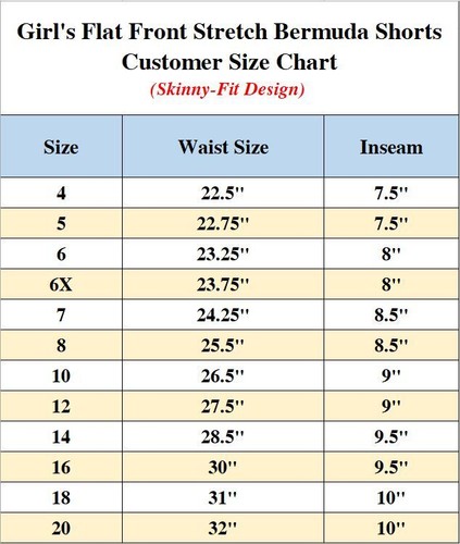 Girl's Super Stretch School Uniform Skinny Bermuda Shorts (Size: 4-20) FREE SHIP - Picture 2 of 11