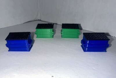HO Scale Dumpsters (4 Pack) High Detail Trash / Recycling Bins 1:87 City Scenery