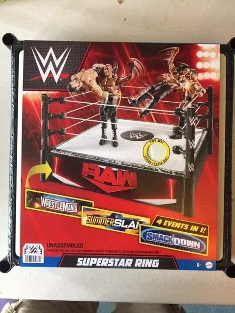WWE SUPERSTAR RING WITH 4 INTERCHANGEABLE SKIRTS NEW WRESTLING TOY