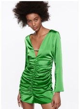 Zara Jewel Draped Dress  NWT Size S Holiday, Party, Green