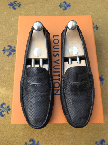 Mocassins à chaussures Louis Vuitton abat-jour en peau de serpent conducteurs Royaume-Uni 7,5 États-Unis 8,5 EU 41,5 hommes - Photo 1 sur 14