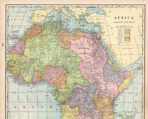 1903 Antique Africa Map Large Atlas Map of Africa Gallery Wall Decor 2217