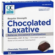 4 Pack Quality Choice Regular Strength Chocolate Laxative 24 Count Each