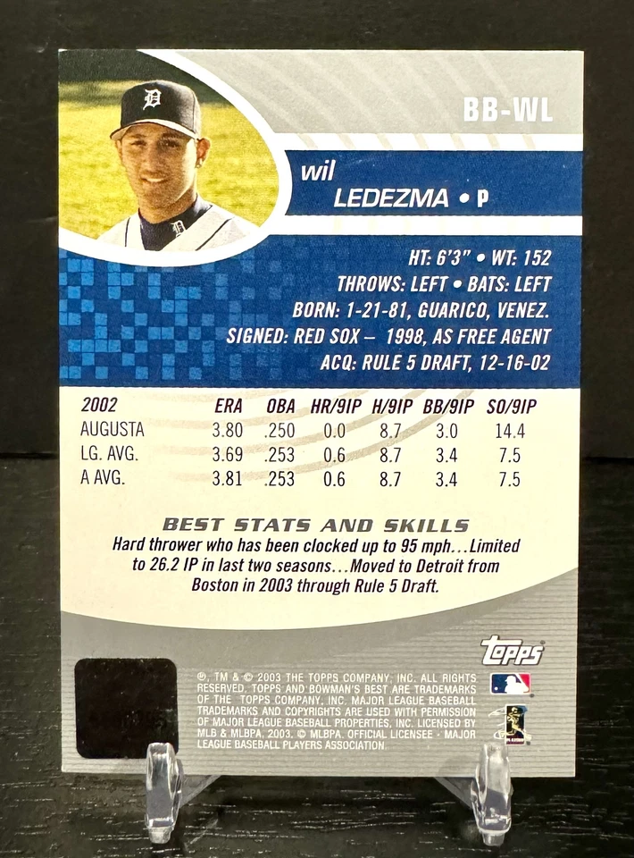 2003 Bowman's Best #BB-WL Wil Ledezma - Image 2 of 2