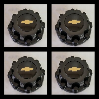 4 Center Caps for Select Chvey , GMC Truck Van 8 Lugs BLACK 16'' Wheel Covers