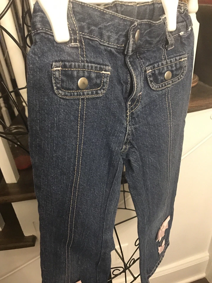 Pantalones de mezclilla GYMBOREE azules para niñas talla 4 con acento de moño - cintura y bolsillos ajustables Foto 4 de 4