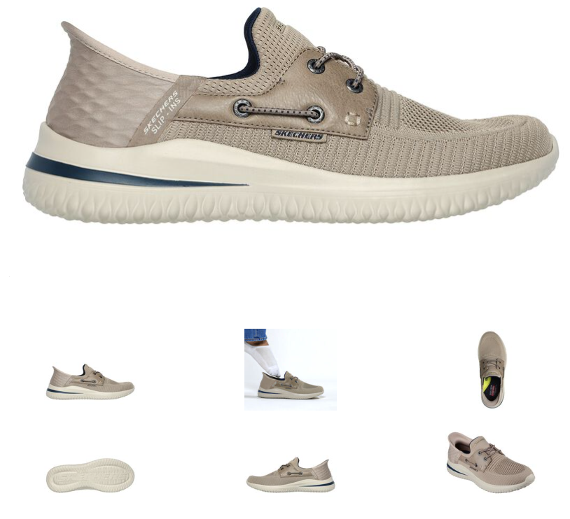 SKECHERS Delson 3.0 Roth Taupe Slip-ins Sneaker Shoe Men's sizes 7