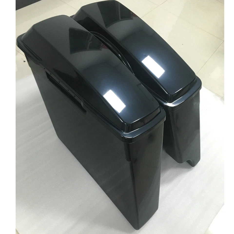 4" 2 into 1 Extended Stretched Hard Saddlebags w/Lids for Harley Touring 1993-13 Foto 3 de 4