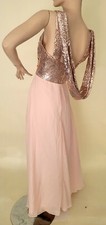 Pink Gold Long Formal Sequin Party Evening Wedding Gown Dress