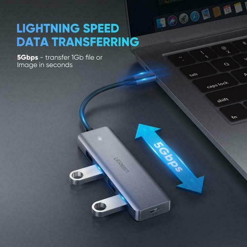Ugreen 70336 4-Port USB3.0 Hub Type C Hub USB C to Port Adapter Data Laptop Mac - Picture 3 of 8
