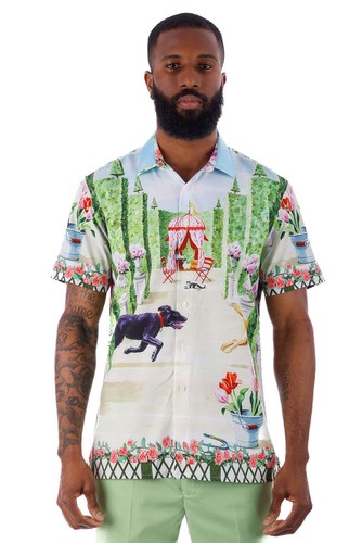 BARABAS Men's Floral Animal Button Down Short Sleeve Shirts 4sst31 - Picture 5 of 5