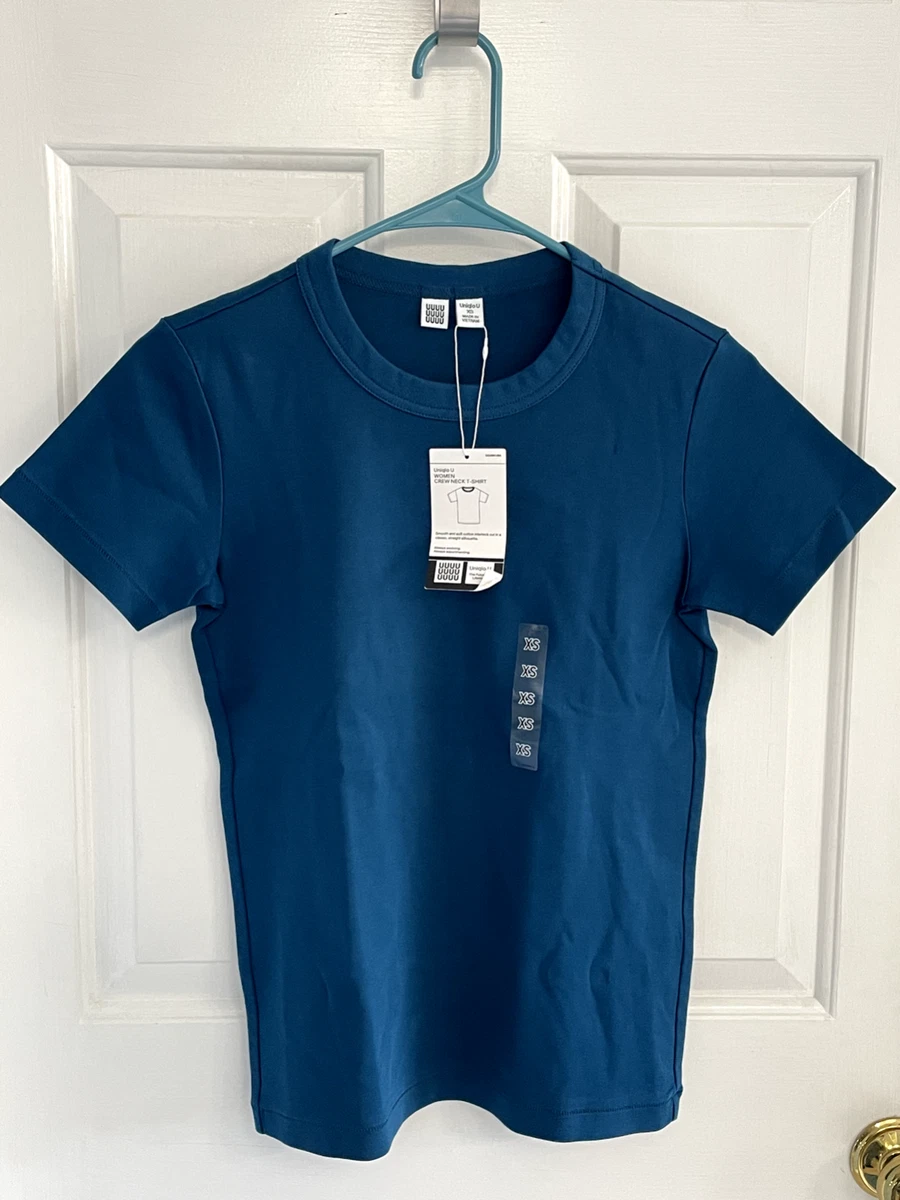 NWT Uniqlo WOMEN'S U CREW NECK Cotton SHORT-SLEEVE T-SHIRT - Blue - Size XS