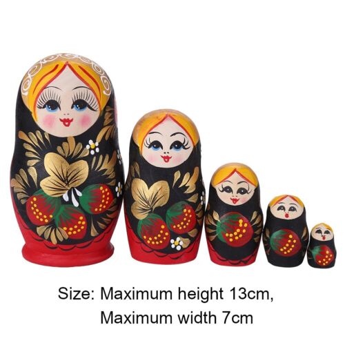 1 Set Dolls Wooden Russian Nesting Doll 5 Layers Girl Doll Hand Paint Doll Gift - Picture 1 of 11