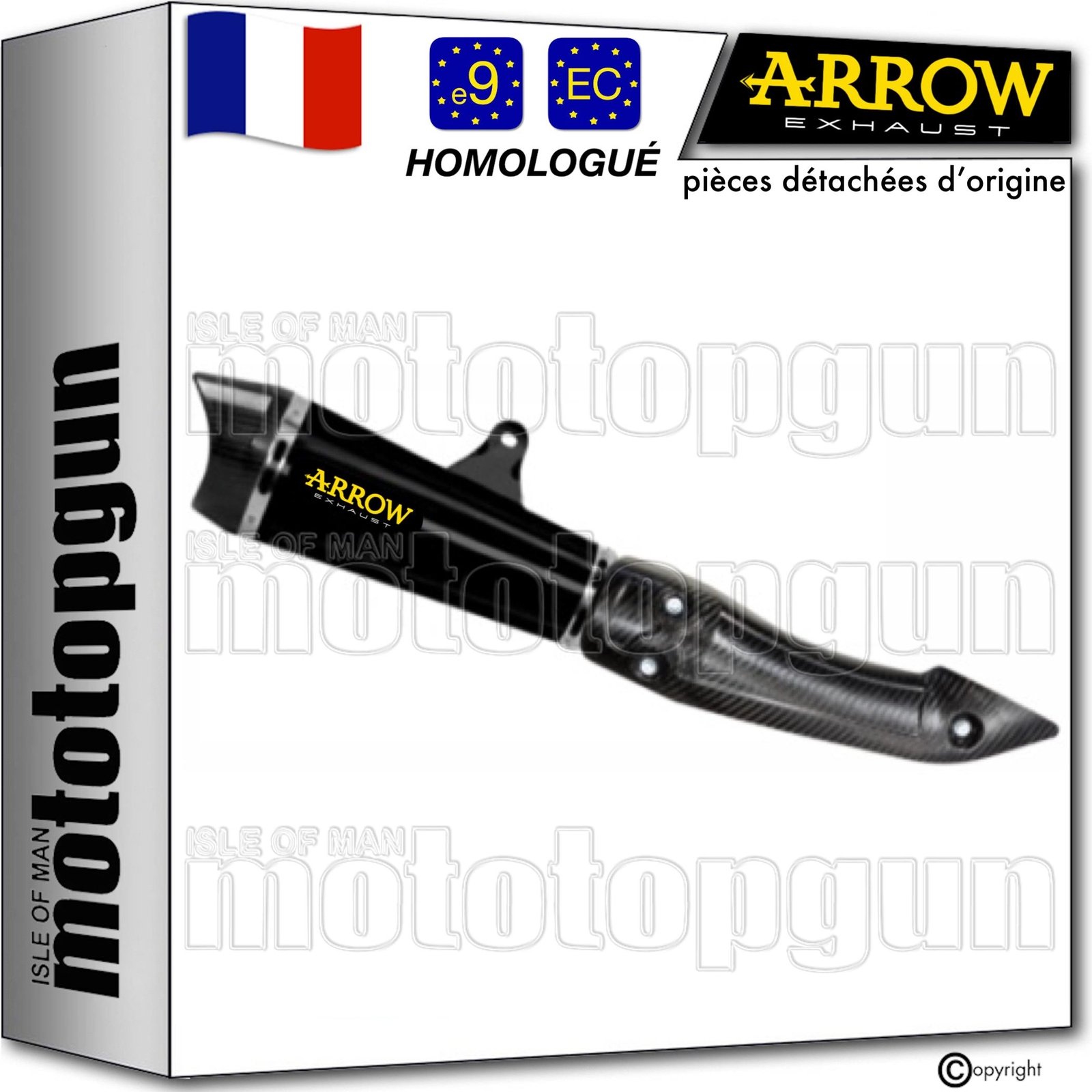 Ligne de silencieux Arrow X-Kone noir en carbone et inox pour Kawasaki Z125 2022