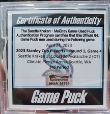Seattle Kraken First Ever Stanley Cup Playoffs At CPA Game Used Puck