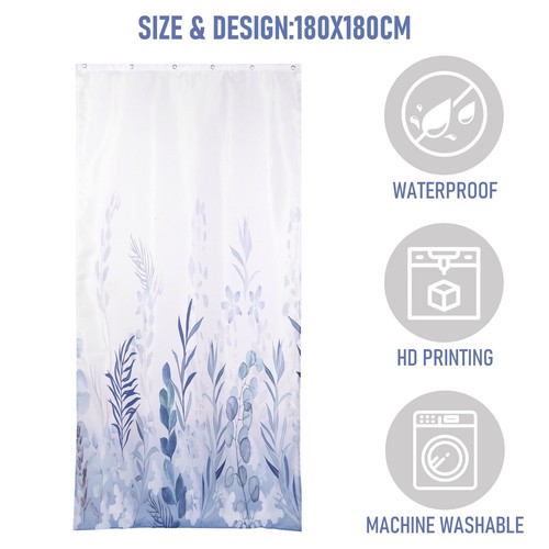 Waterproof Shower Curtain, Bathroom Bathing Curtain, with 12pcs Hooks - Picture 8 of 17