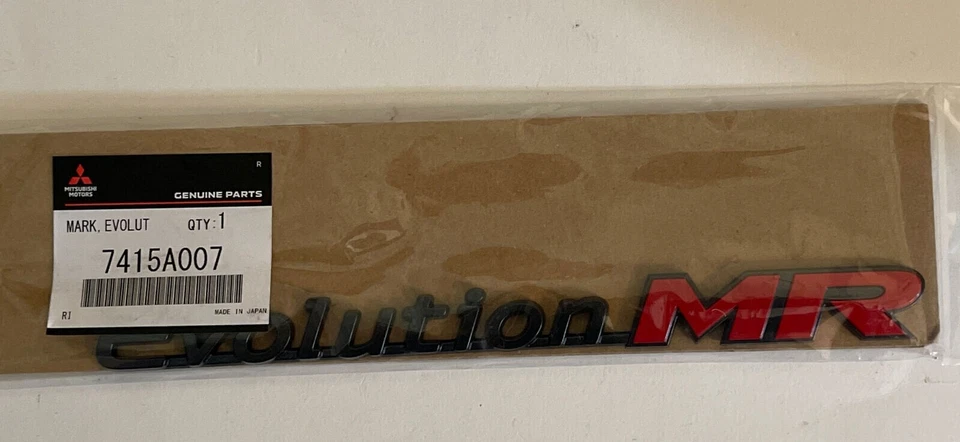 Mitsubishi 7415A007 Evolution  MR badge / Emblem Grey / red self adhesive NEW - Image 2 of 4