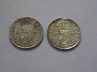 UK set of 2 coins 3 pence George V 1917 1920 silver 1.4 gr 1917 1920