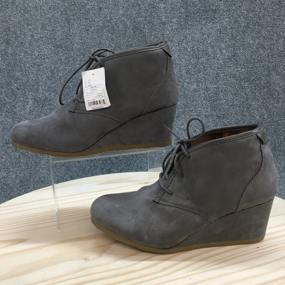 Mad Love ботинки женщин 11 мирт на танкетке ботинок серый замшевый шнурует вверх повседневный новый - Изображение 2 из 4