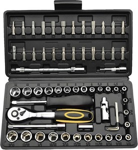 TILIBOTE Ensemble de clés de chaussettes, 62PCS Ensemble de clé à cliquet 1/4" avec 72 Nombre de dents