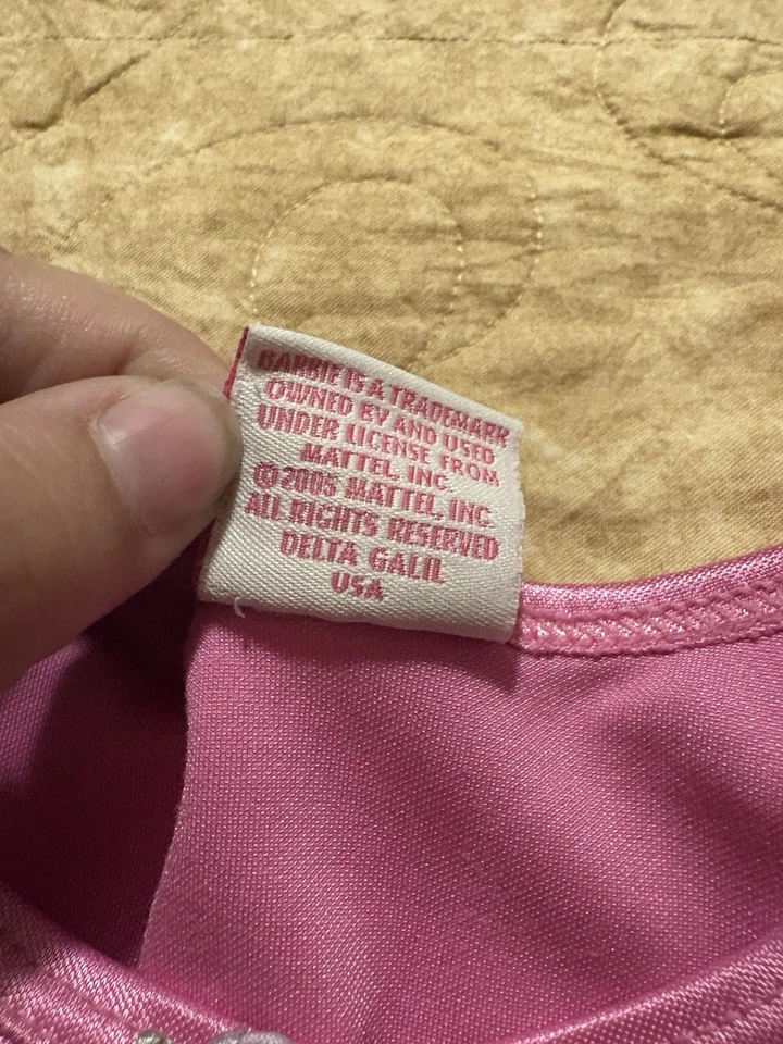 Vintage Barbie Nightgown Girls Small Pink Long Sleeve Princess Dress 2005 Mattel - Image 2 of 3