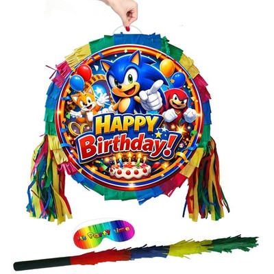 Hedgehog Pinata and stick party game theme fun happy sonic tails shadow knuckles