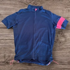 RAPHA Classic Jersey II Large Navy Pink Merino Blend Full Zip Cycling Jersey
