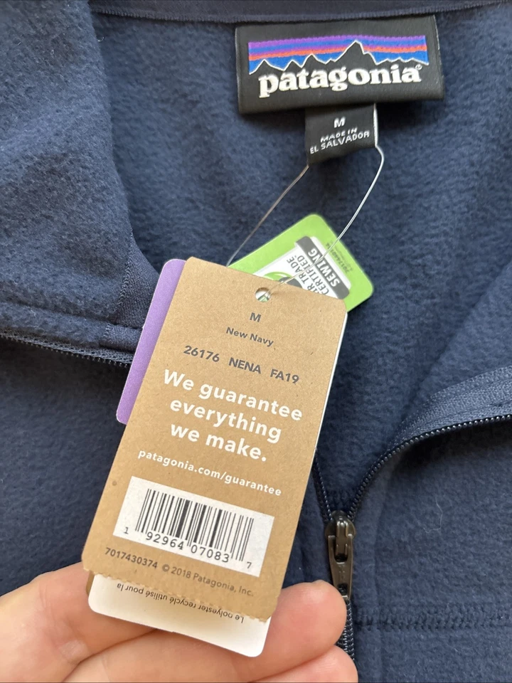 NUEVO Pullover polar PATAGONIA Micro D 1/4 cremallera azul marino mediano para hombre Foto 2 de 4