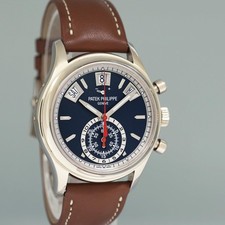 2026 SERVICE PAPER Patek Philippe 5960G White Gold Chrono Blue Annual Calendar 3