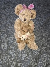 Marmie Plush Bear Trio Russ Berrie Vintage Stuffed Plush Pink Bow W/ Tag 15"