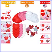 102 Pc Valentine's Day Heart Doilies, Glitter Foam, Assorted Sizes, Red Pin...
