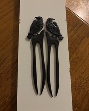 NEW 2Pack U Shaped Viking Raven Metal Hair Prong Forks French Hair Styling Pins