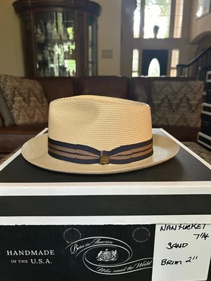 Stetson Nantucket Florentine Straw Sand 7 1/4 Panama Straw! - image 1 of 4