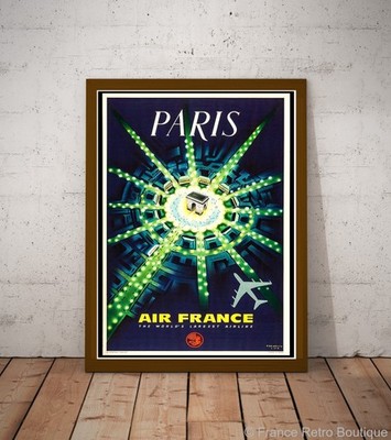 Arc du Triomphe Paris Vintage Aviation Travel Poster