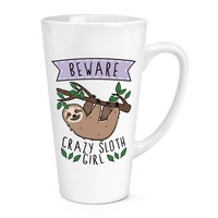 Beware VerrüCkte Faultier MäDchen 483Ml Groß Latte Becher Tasse Lustig Witz