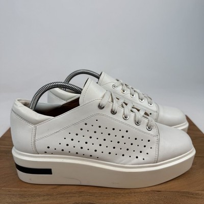 Womens Linea Paolo Kendra White Leather Perforated Platform Sandals Size 11 GUC