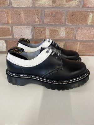 Dr. Martens 1461 Bex Glattleder Kontrast Schuhe UK Größe 8 schwarz weiß