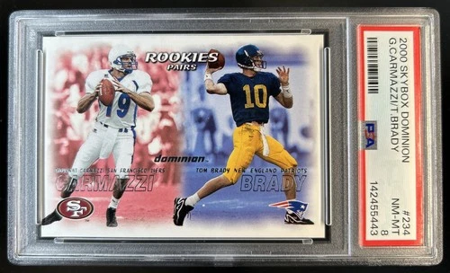 2000 Skybox Dominion Giovanni Carmazzi Tom Brady Rookie RC #234 Jets PSA 8