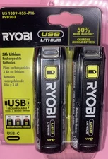 RYOBI FVB203 USB Lithium 3 Ah Rechargeable Batteries 2 Pack USB-C Battery OEM