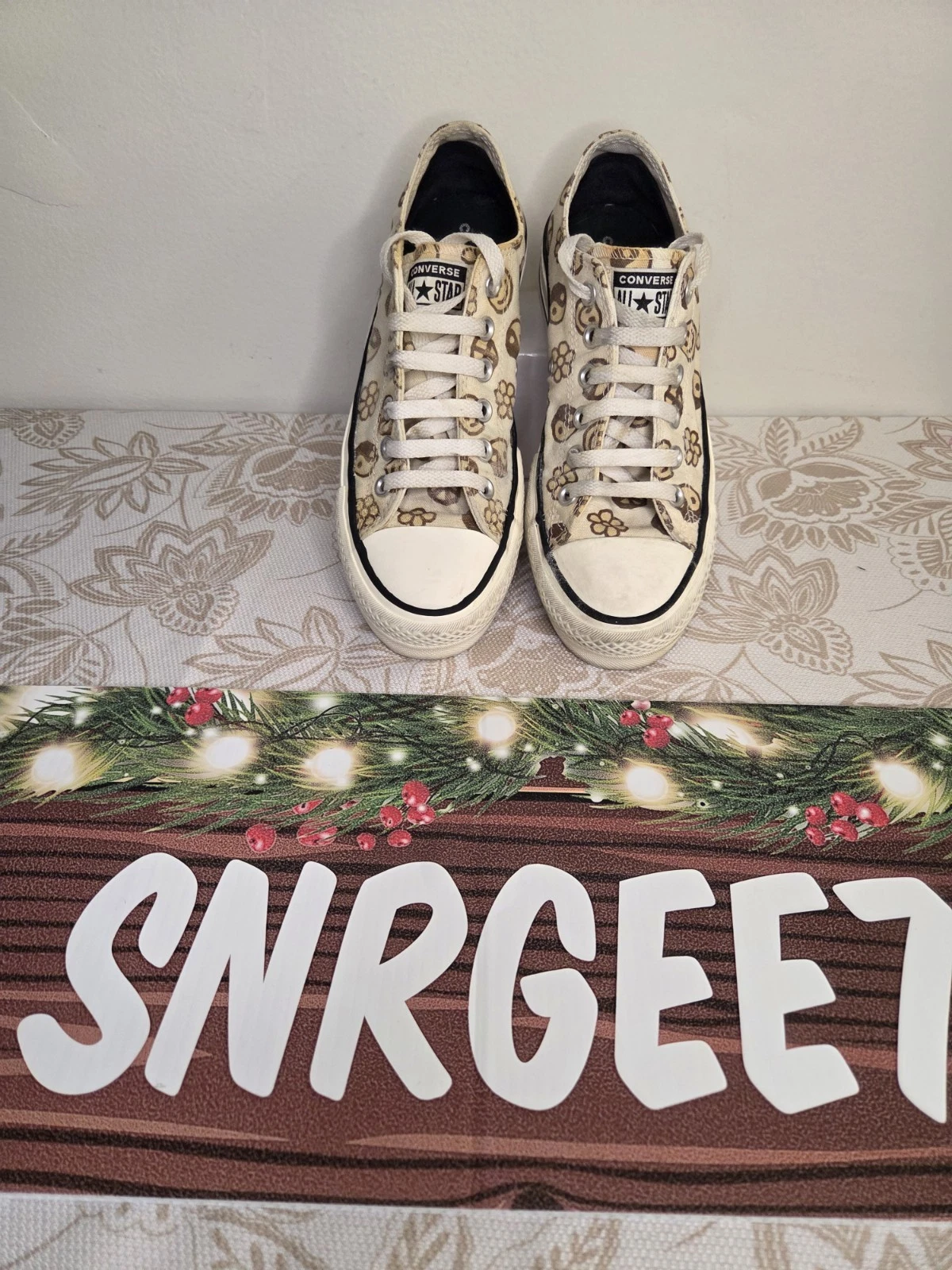 CONVERSE ALL STARS LIFT PEACE YIN YANG FLOWER SMILEY PLATFORM CONS WM6.5 MN 4.5