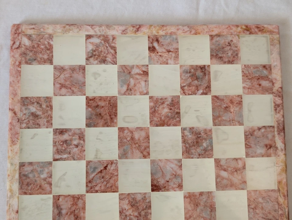 Tablero de ajedrez vintage piedra mármol 11 pulgadas blanco rosa pequeñas grietas ver fotos Foto 3 de 4