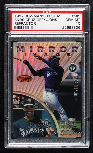 1997 Bowman's Best Refractor Andruw Jones Ken Griffey Jr Jose Cruz PSA 10 04B0